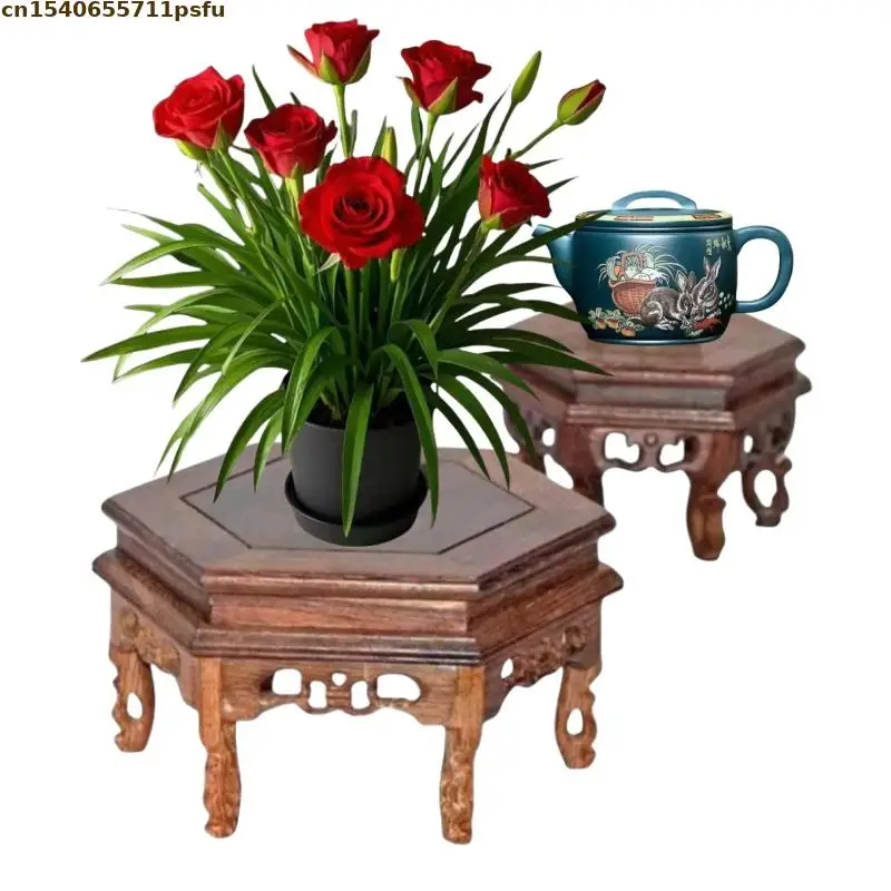 Miniature Wooden Table Crafts Coffee Tea Sets Pedestal Figurine Vase Flower Pot Sorting Table Display Stand Plant Bonsai Shelves