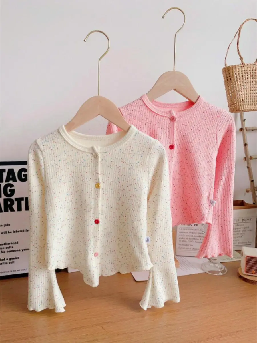 

Тонкий вязаный кардиган для девочек, универсальный, весенне-осенний, в корейском стиле, для ношения под одеждой