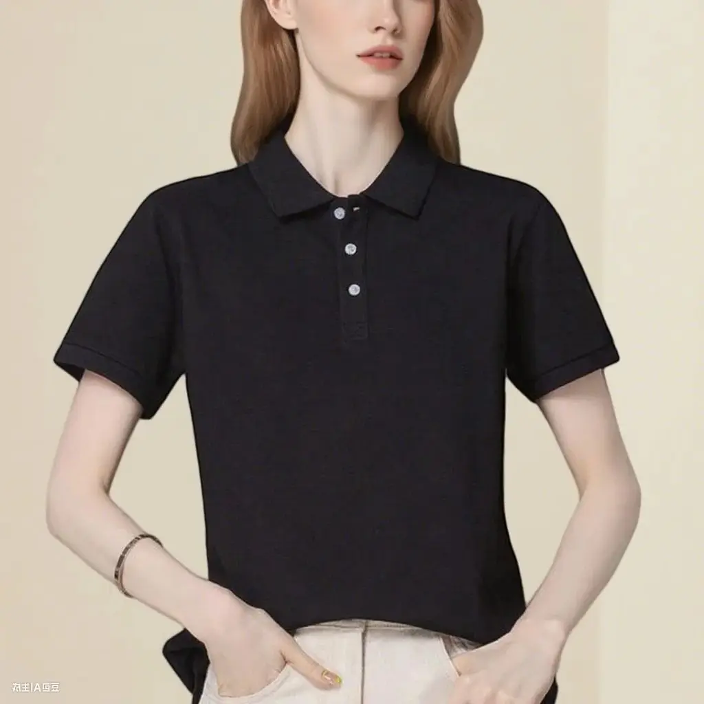 Women's Basic Solid Color Short-Sleeved POLO Shirts 2026 Summer Knitted Tops Daily Casual Models Can Be Machine Washed Clean