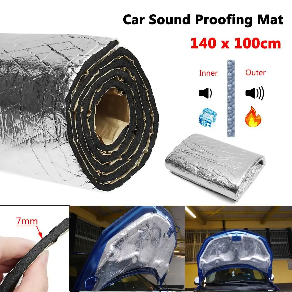 15 sqft Car Sound Deadener Mat Noise Bonnet Insulation Deadening Hood Engine Firewall Keep warm Aluminum Foam Sticker