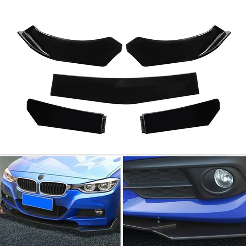 

A73X-5Pcs Universal Front Lip Chin Bumper Splitter With Stepped Design For Car, Enhanced Aerodynamic Spoiler Parts