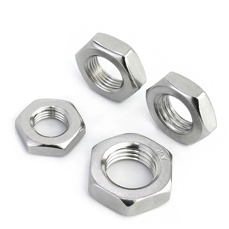 5pcs A2 304 Stainless Steel Fine-Thread Hex Hexagon Thin Nuts M6 M8 M10 M12 M14 M16 M18 to M24 PITCH 0.75 - 2mm