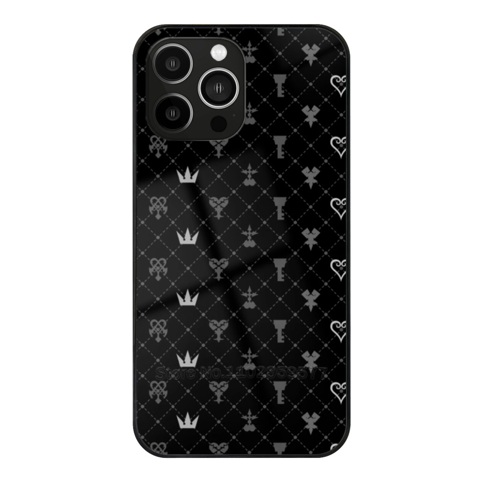 Kh Pattern Glass Case For Apple Iphone 15 14 13 Pro 12 11 7 8 Plus Xr X Xs Max Tempered Phone Cover Kingdom Hearts Heart