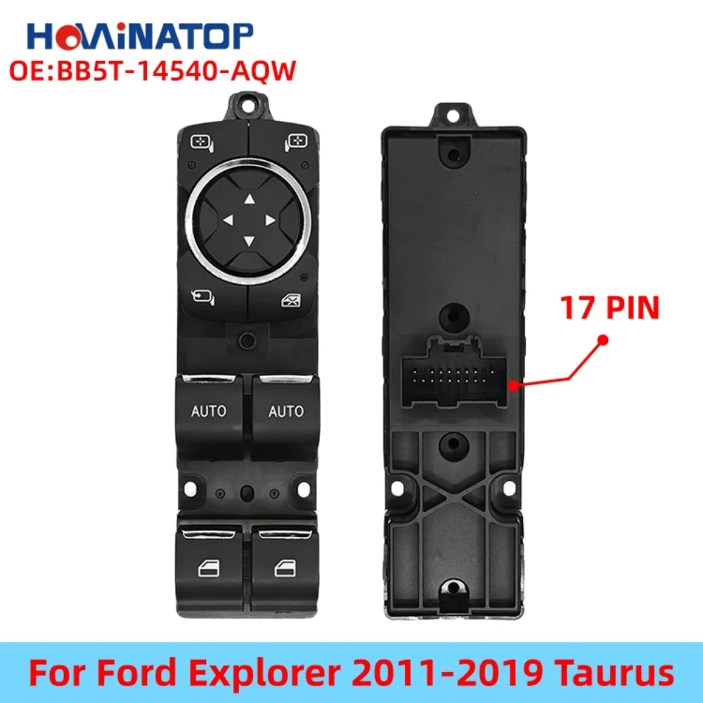 HOWINATOP BB5T-14540-AQW 17Pin AUTO Master Power Window Switch For Ford Explorer 2011-2019 Taurus OEM Replacement