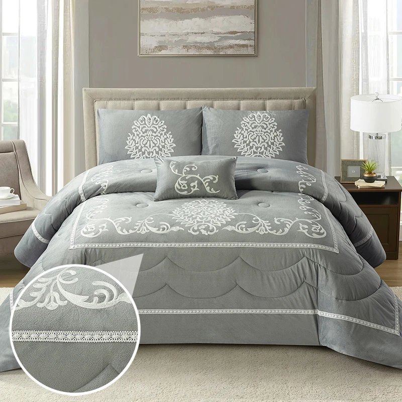 

Vintage Jacquard Comforter Sets 5pcs Tufted Bedding Modern Style Woven Technique Hot Sale