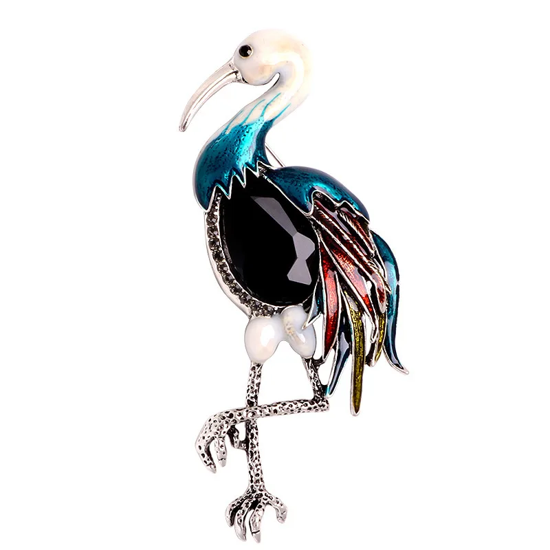 Creative Colorful Enamel Pearl Flamingo Bird Brooches For Women Unisex Rhinestone Crane Animal Brooch Pins Jewelry Friend Gifts