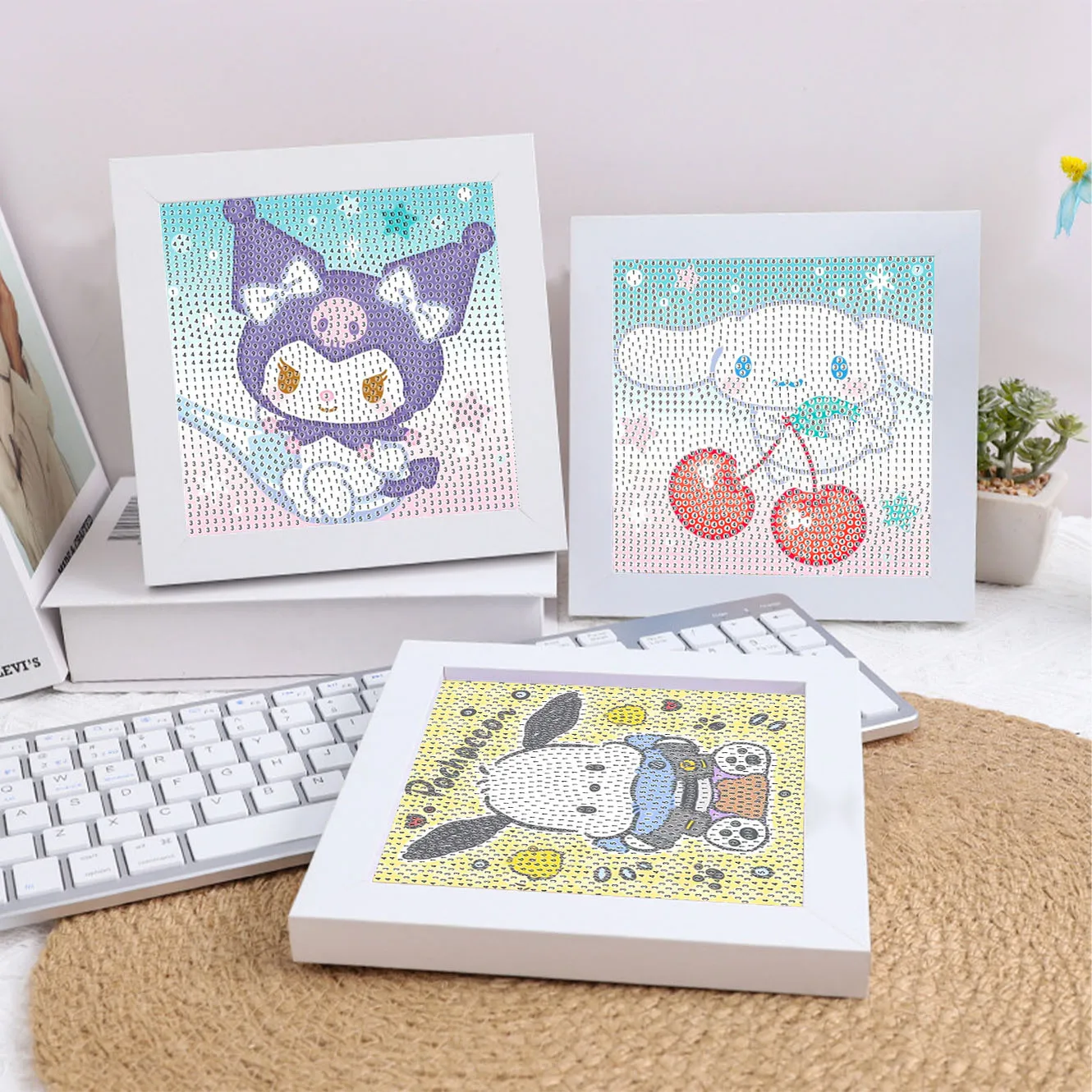 

Sanrio Cartoon Kuromi 5D DIY Crystal Diamond Frame Decorative Painting Couple Cross Embroidery Kit Children's Birthday Gift