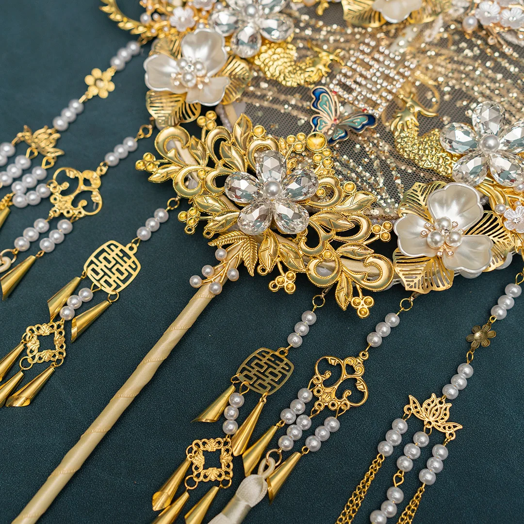 Chinese Style Decorative Fan for Bride Group Fan Gift for Best Friend Wedding and Material Package for Finished Fan Chinese Fan