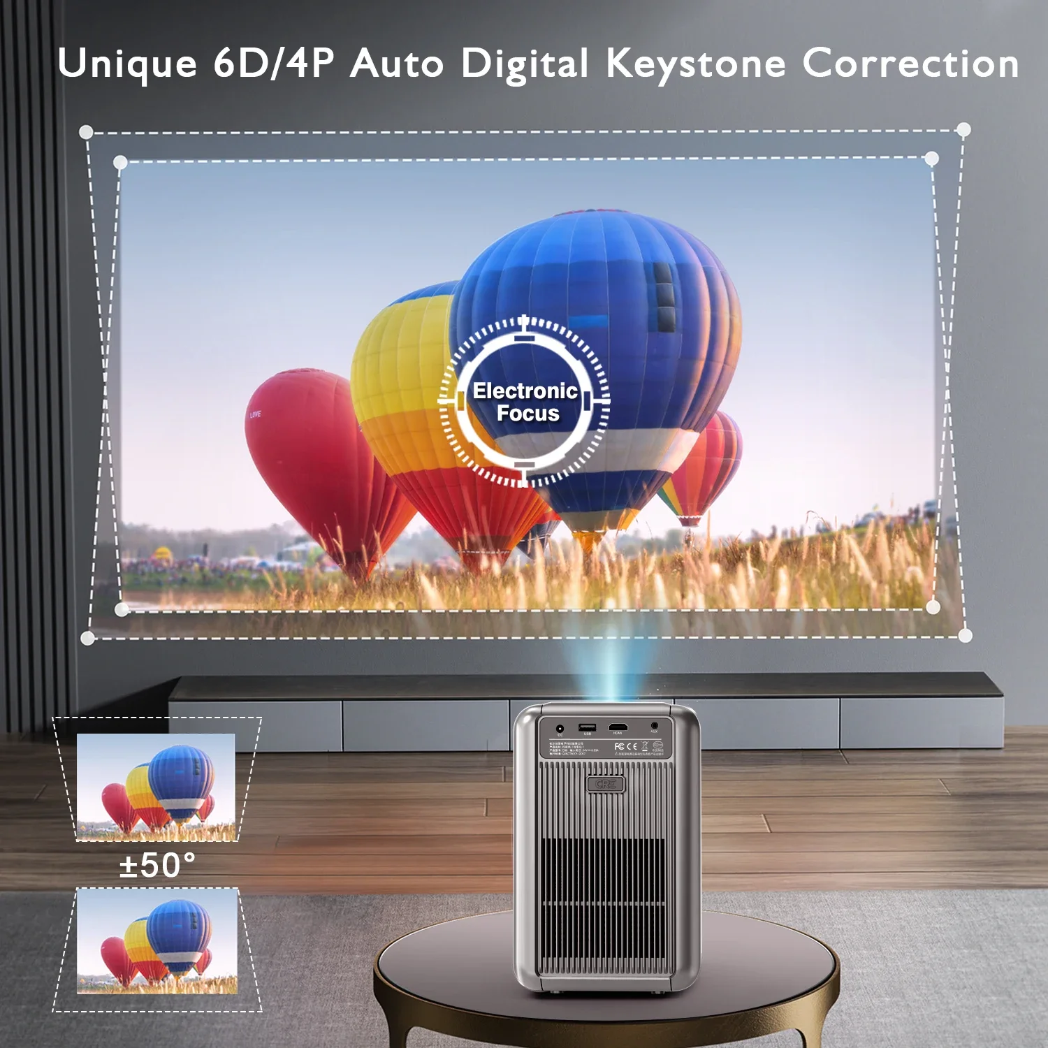 CRE portable 4k smart tv projectors bluetooth speaker Built-In  Led Internet Built-In SDK available LCD HOME THEATER Projectors