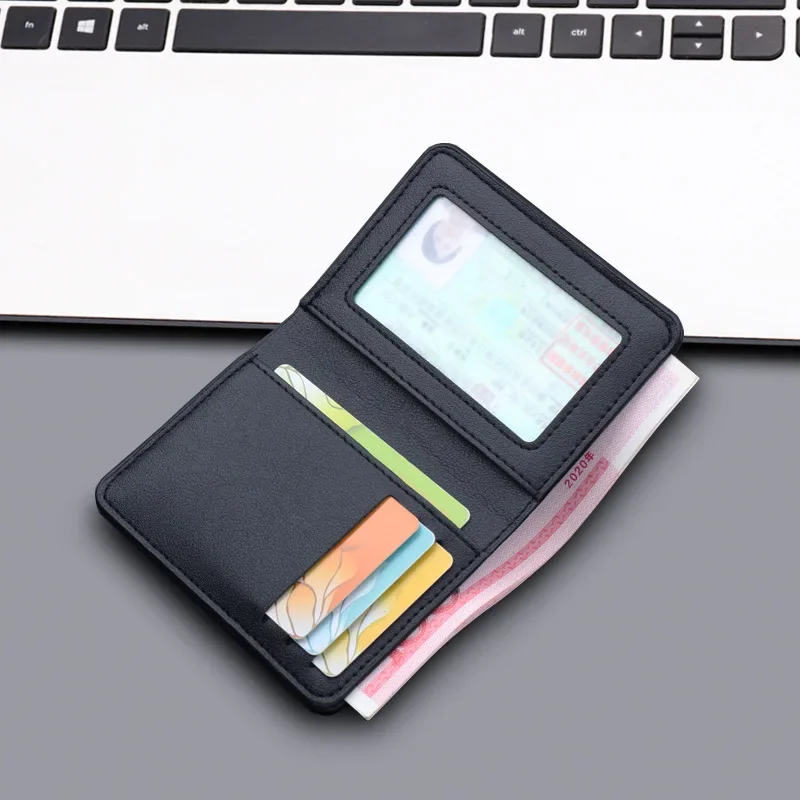 Billetera de cuero PU con múltiples ranuras para hombre, funda ultrafina para tarjeta de identificación, Mini BOLSA DE DINERO compacta portátil con Clip para efectivo