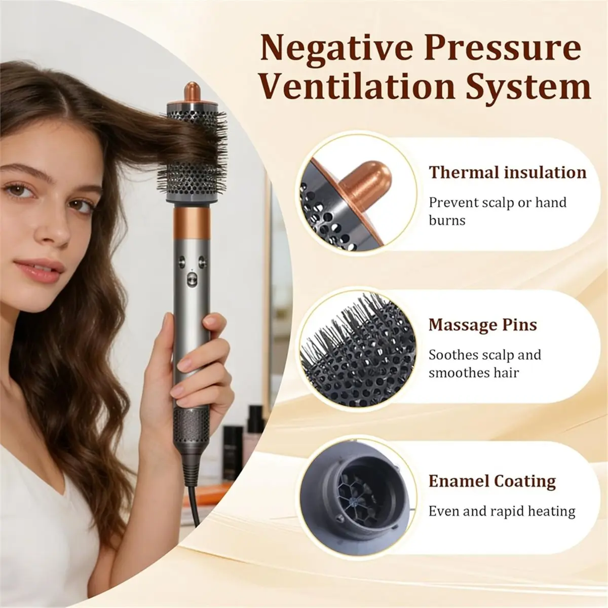 

(A61K) Large Round Volumizing Brush PreStyling Dryer Attachment Nozzle for Airwrap HS01 HS05 HS08 Accessorie