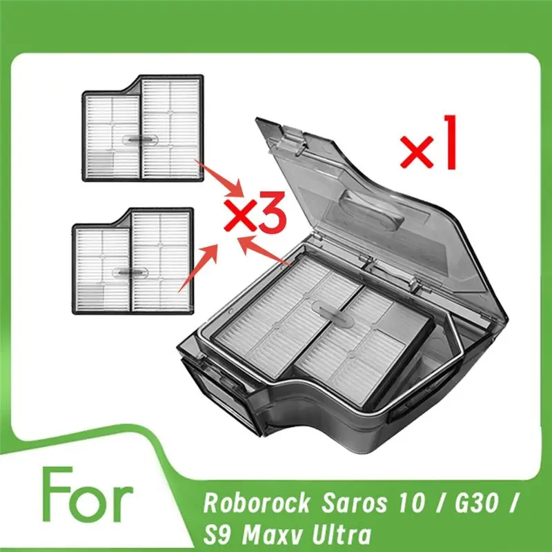 Caixa de poeira de qualidade Benchmade com 3 filtros para aspirador de pó Roborock Saros 10/G30/S9 Maxv Ultra, eficiência de lim