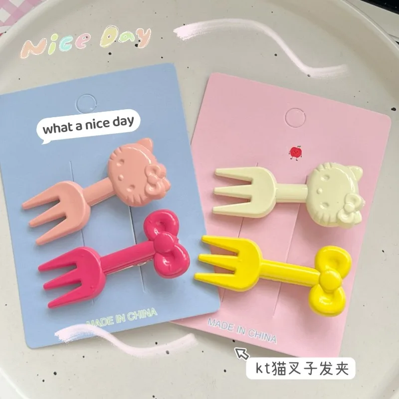 

2PCS Bow Cat Hair Clips - Cute Kitty Hair Forks for Women Girls, Kawaii Hairpins