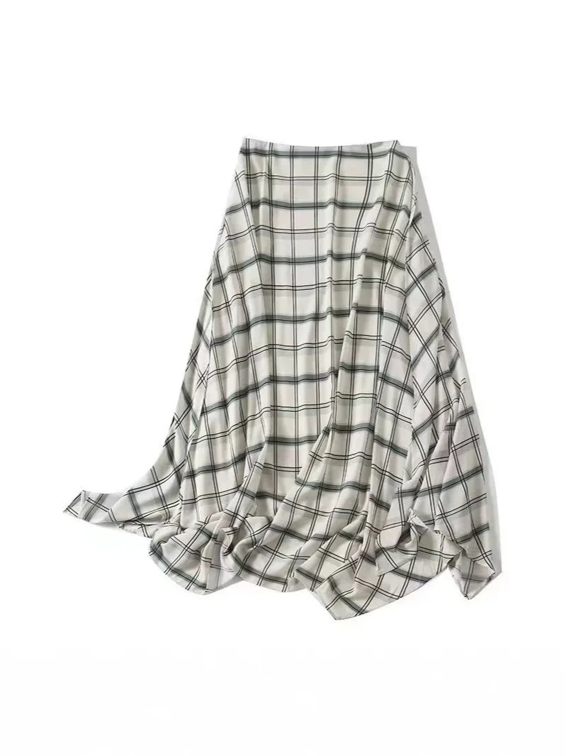 Dave&Di Summer New Women's Clothing European And American Style Asymmetrical A-line Skirt Long Skirt Woman Clothing Faldas Skirt