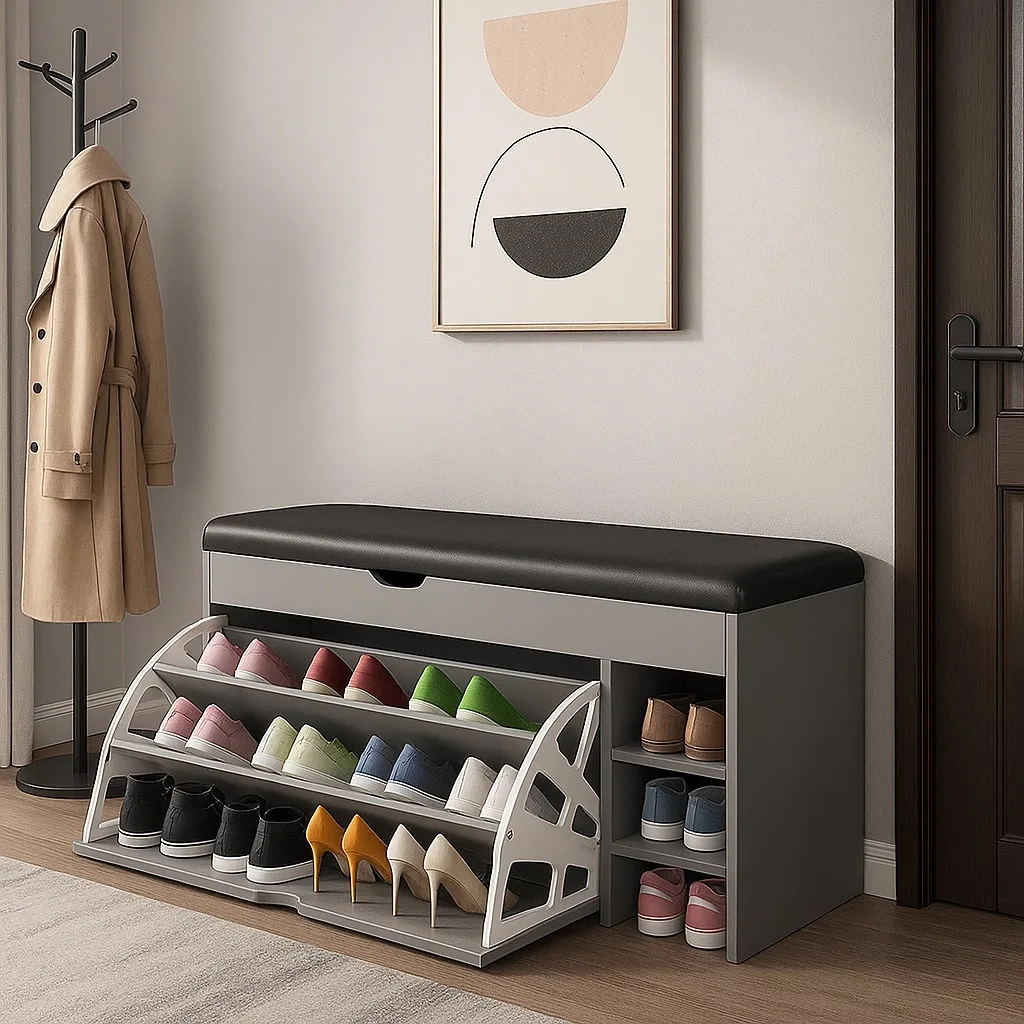 Home shoe change stool can sit integrated dustproof simple storage stool tipping bucket shoe cabinet