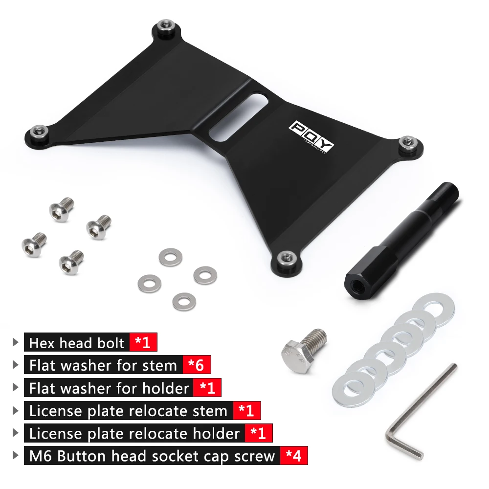 ALUMINUM Front License Plate Holder Relocation Kit FOR 2015-17 WRX/STi PQY-LPF51