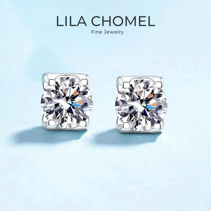 Pendientes de boda de oro blanco de 18 quilates para el Día de San Valentín, con diamantes de moissanita de 0,5/1 quilate, para mujer, regalo de cumpleaños, regalo de Navidad para tu pareja, PT950.