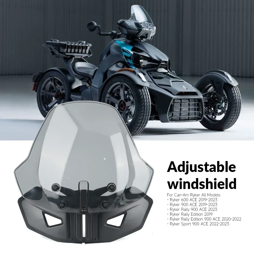 

Motorcycle Adjustable Windscreen Windshield Wind Screen Shield For Can-Am Ryker 600 900 Sport Rally Edition 900 ACE 2019-2023