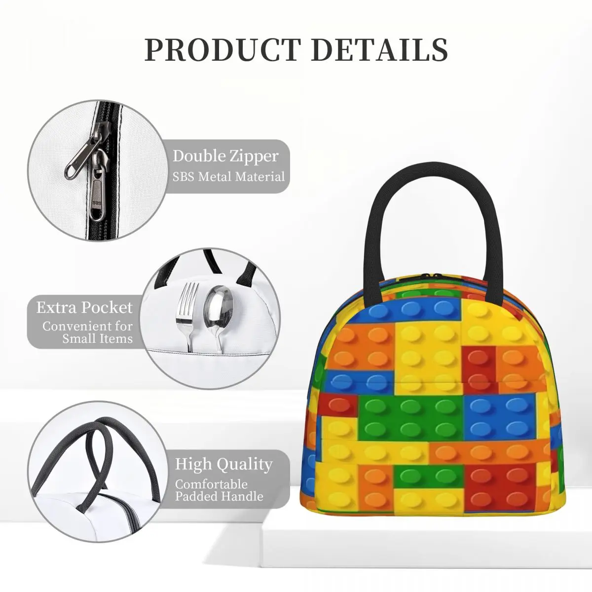 

Hit The Bricks Insulated Lunch Bag for Women Children Portable Food Boxes Thermal Lunch Box Tote