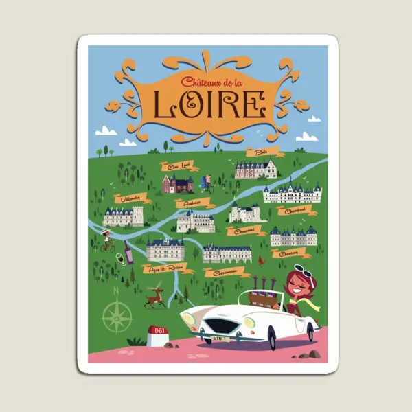 Chateaux De La Loire Poster  Magnet Stickers Toy Cute Kids Home Holder Magnetic Decor Baby Funny for Fridge Organizer