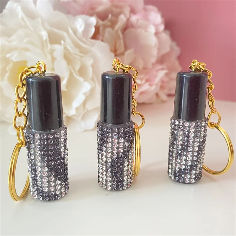 New Popular Glitter Diamond Mini Eyelash Brush Key Ring Mini Mascara Wand