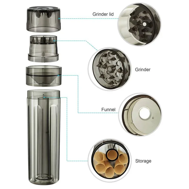 3 in 1 Tobacco Grinder with 110mm Rolling Roller Tube Cigarette Filling Dry Herb Crusher Grass Storage Smoking Accessories