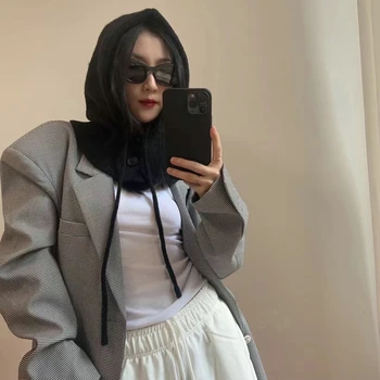 Sombrero de Invierno para mujer, pasamontañas mágico de Color sólido, protección cálida para los oídos, tejido de una pieza