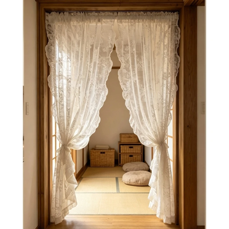 Schlafzimmer-Vorhang-Set, bestickte, transparente Bahnen für ruhige Privatsphäre, 3 x – Detail 1