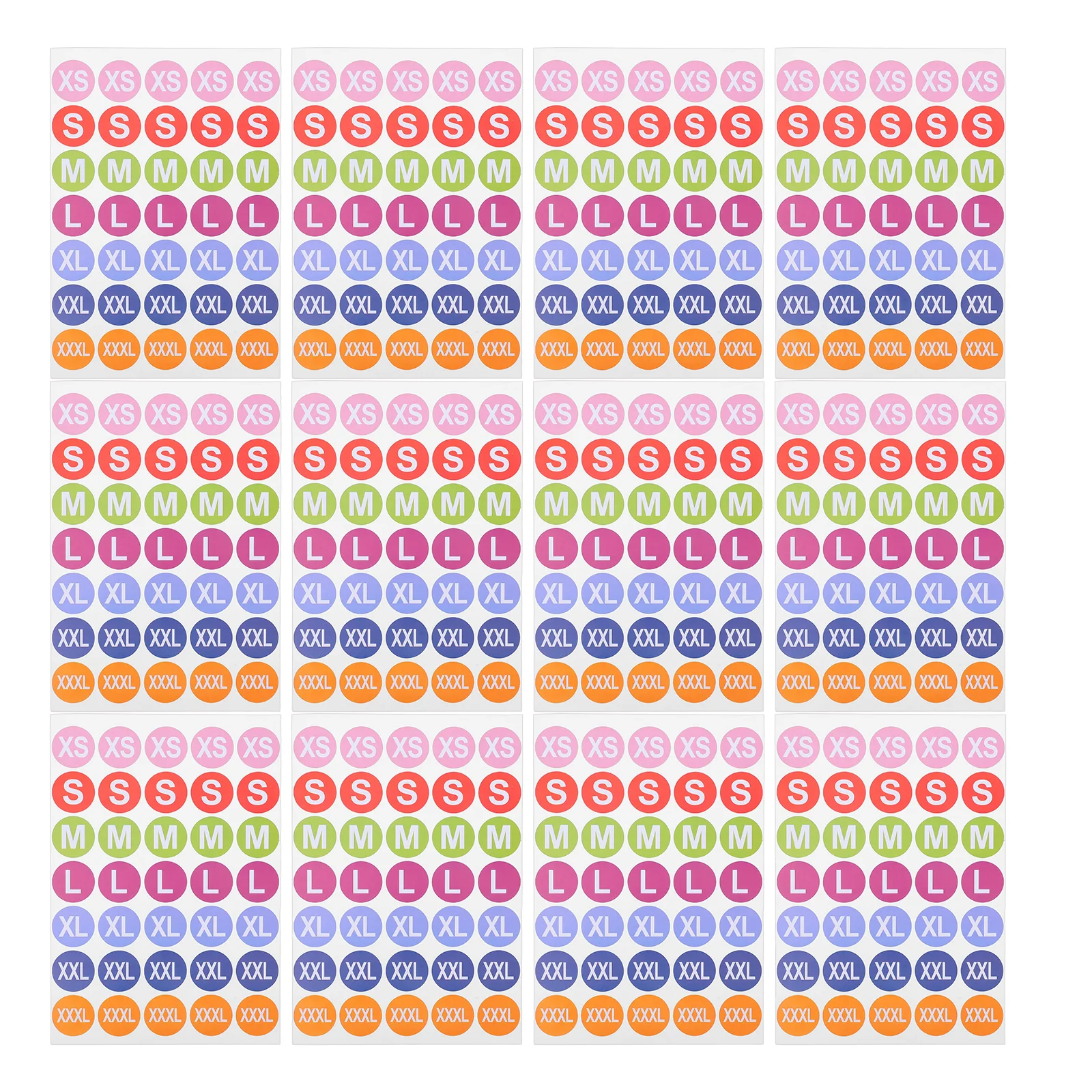 

25 Sheets Clothing Size Stickers Round Labels for Shirt Tags Clothes Reusable Adhesive Sizing Decals Portable Paper