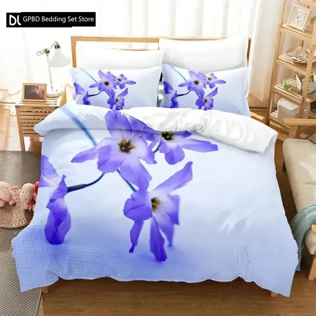 

Blue Flower Butterfly Comfortable Duvet Quilt Cover Pillowcase Bedding Set Children Bedroom Decoration Home Textile