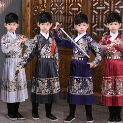 Traditional Chinese Style Hanfu Children Boy Cloak Guard Samurai Knight Party Cosplay Costume Kids Tang Suit Performance Outfits