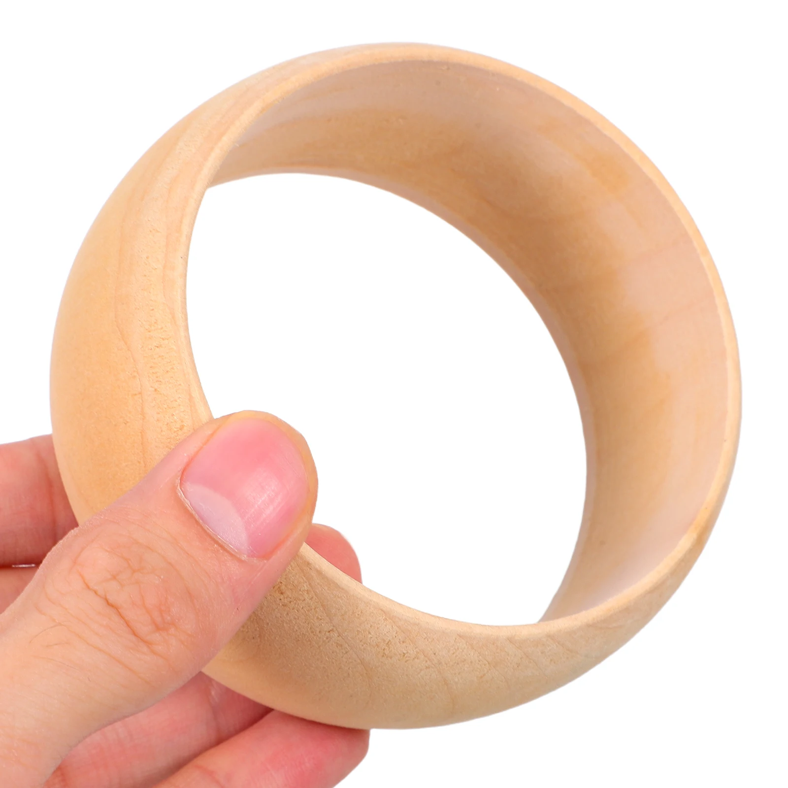 

5pcs Wooden Bracelets Natural Unfinished Rings Craft Accessories DIY Jewelry Making Solid Wood Bangle Round Beige Mini for Kids