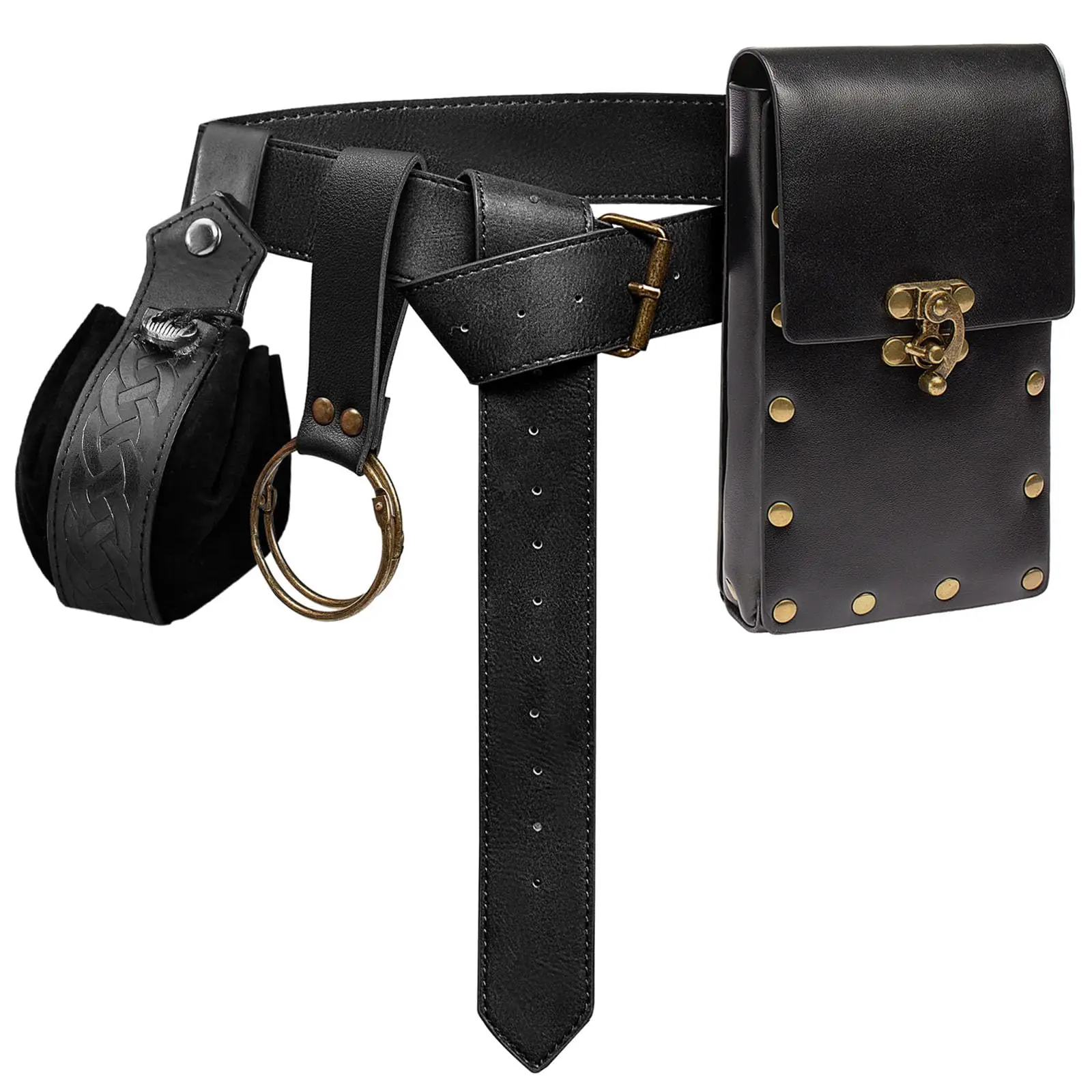 4PCS/1PCS MedievalCosplayLeather Belt Koperen Munt Heuptas Renaissance Jurk Stoomriem Rollenspel Halloween Belt Set Cosplay - afbeelding 1