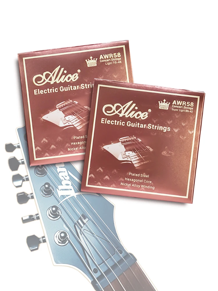 Alice cordes pour guitare électrique AWR58 / 588 / 598 Series 09-42/10-46 Noyau hexagonal en acier, enroulement en alliage de nickel / alliage de chrome