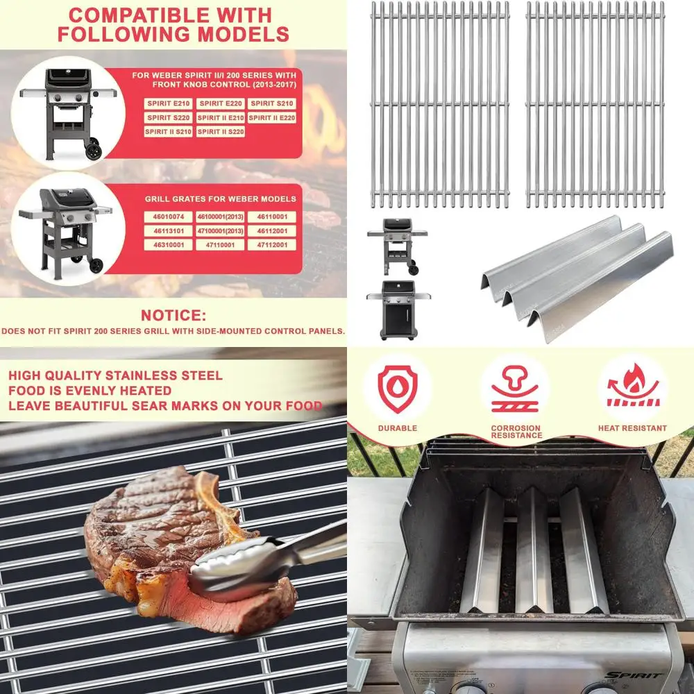 

Grill Grates and Flavorizer Bars for Spirit II 200 Series E210 S210 E215 E220 S215 S220 Grills, Stainless Steel Replacement Part