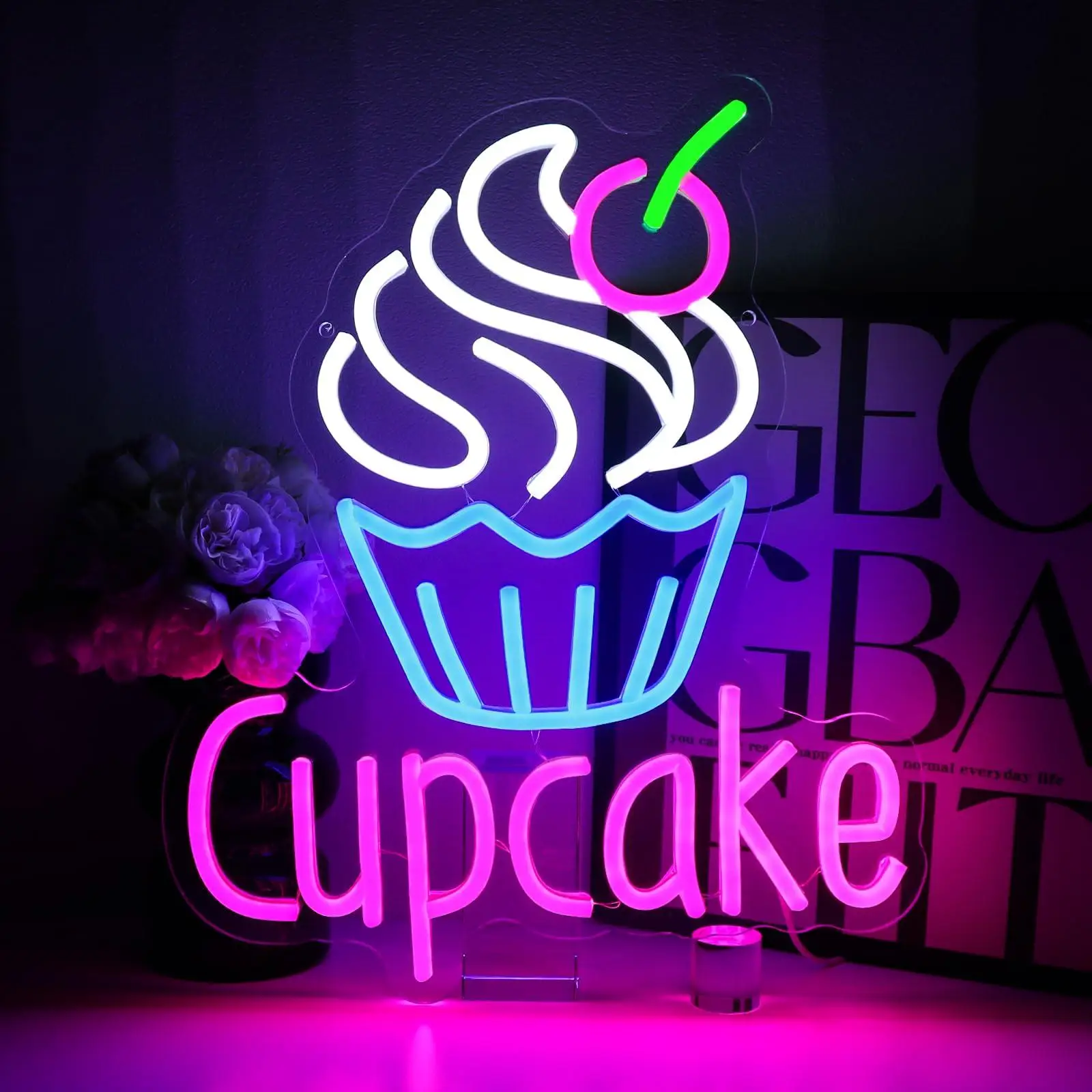 

Неоновая вывеска для кекса для декора стен, вывеска для бизнес-торта, неоновые огни для пекарни, десерта, магазина еды, кафе, кухни, ресторана