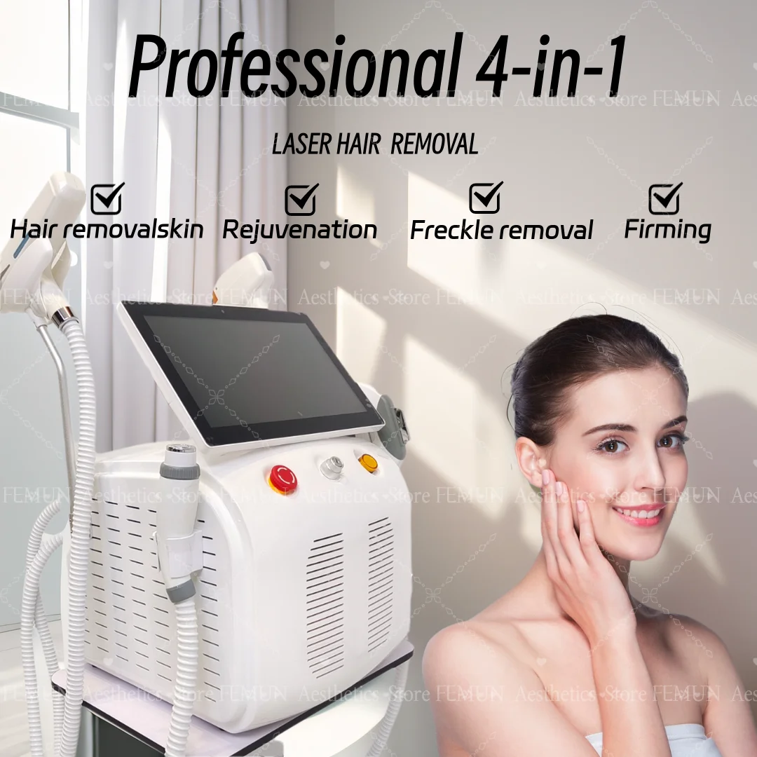 

4 в 1 Сопрано Титан Лед Платиновый RF Диод ND:YAG Лазерная эпиляция 4 волны 4000 Вт Безболезненный Подходит для всех типов кожи