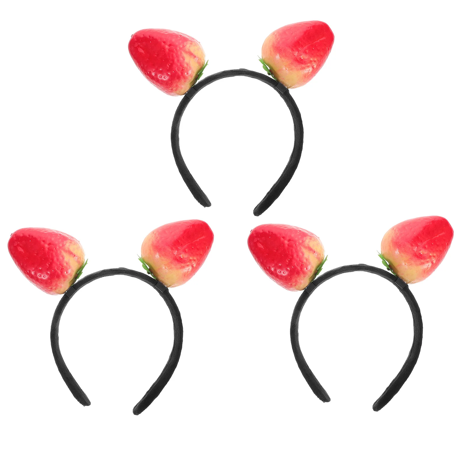 

3 Pcs Strawberry Headband Fruit Hair Hoop Headbands Headgear Dress up Lemon Costume Red Faux Hairband Child
