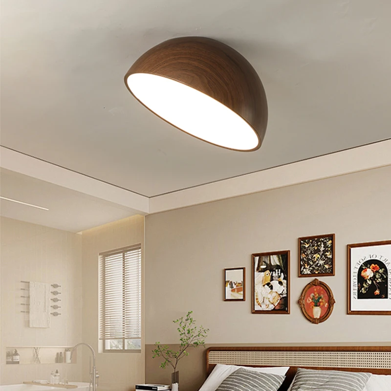 Medieval Wabi-sabi Style Walnut Color Ceiling Lights Retro Full Spectrum Eye Protection Bedroom Lamp Entrance Hall Corridor Lamp