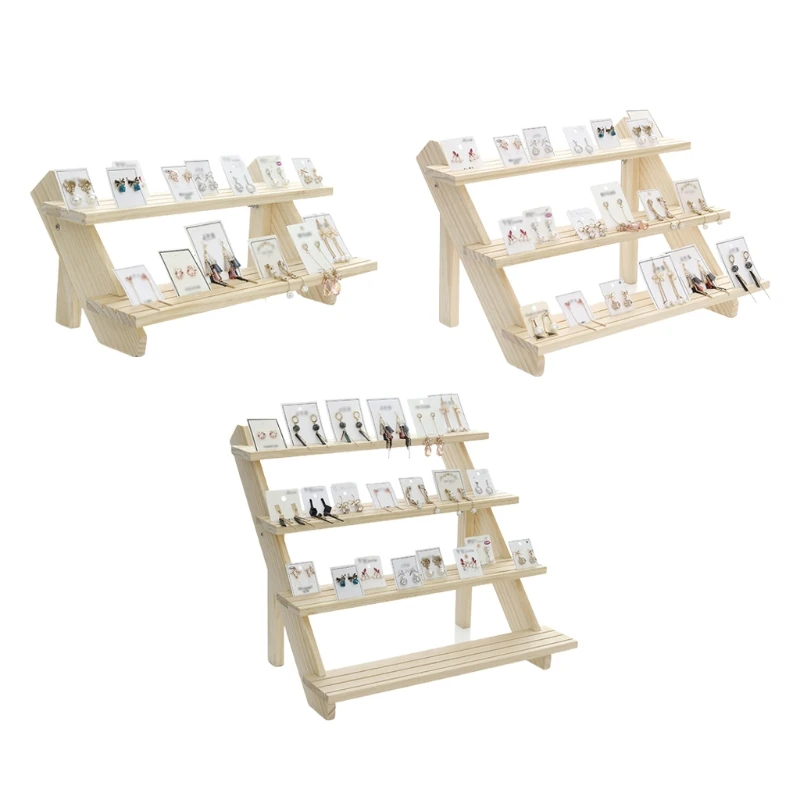 Earring & Ring Display Holder Removable Showcase Simple Frame Rack 2/3/4-Tier