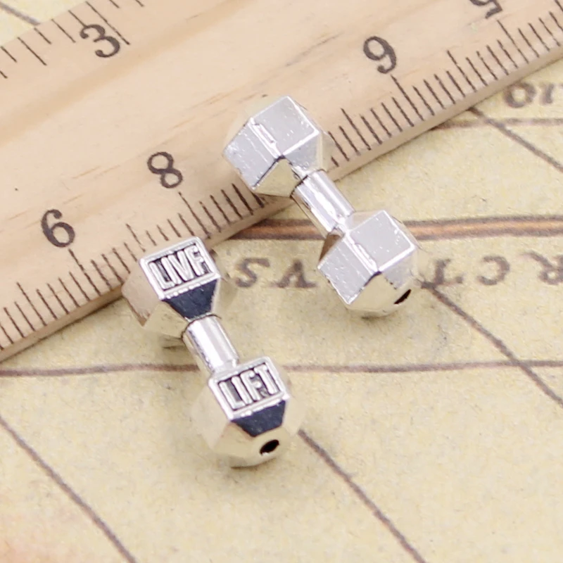 10pcs Charms Fitness Equipment Dumbbell Bead 20x7x7mm Tibetan Silver Color Pendants Antique Jewelry Making DIY Handmade Craft