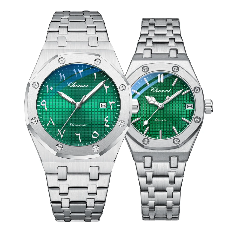 

CHENXI брендовые кварцевые мужские и женские часы, модные деловые повседневные водонепроницаемые часы с календарем, светящиеся часы для пар для мужчин и женщин, подарки
