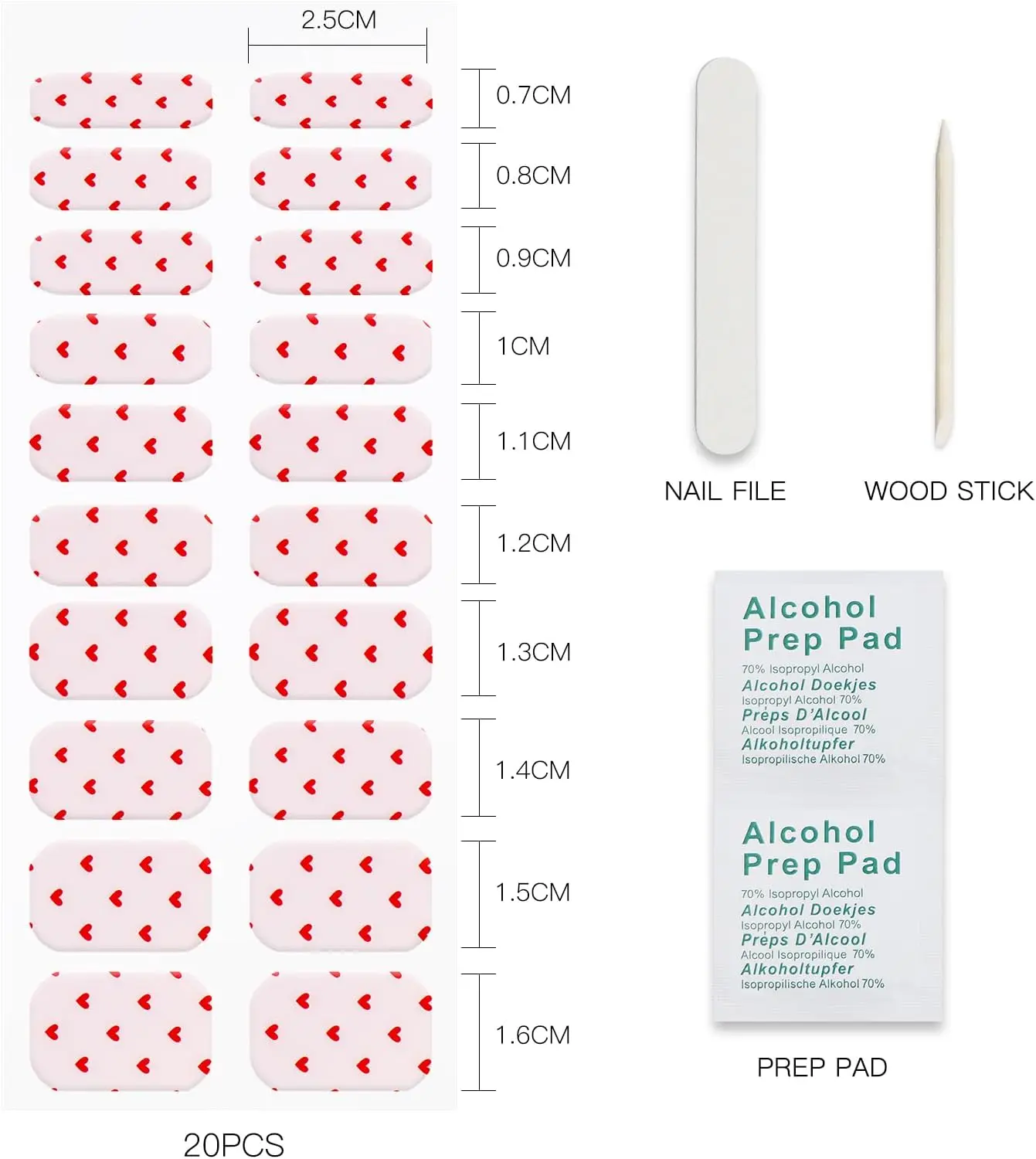 バレンタインデー用レッドハートジェルネイルステッカー - UV/LED硬化ネイルアートストリップ