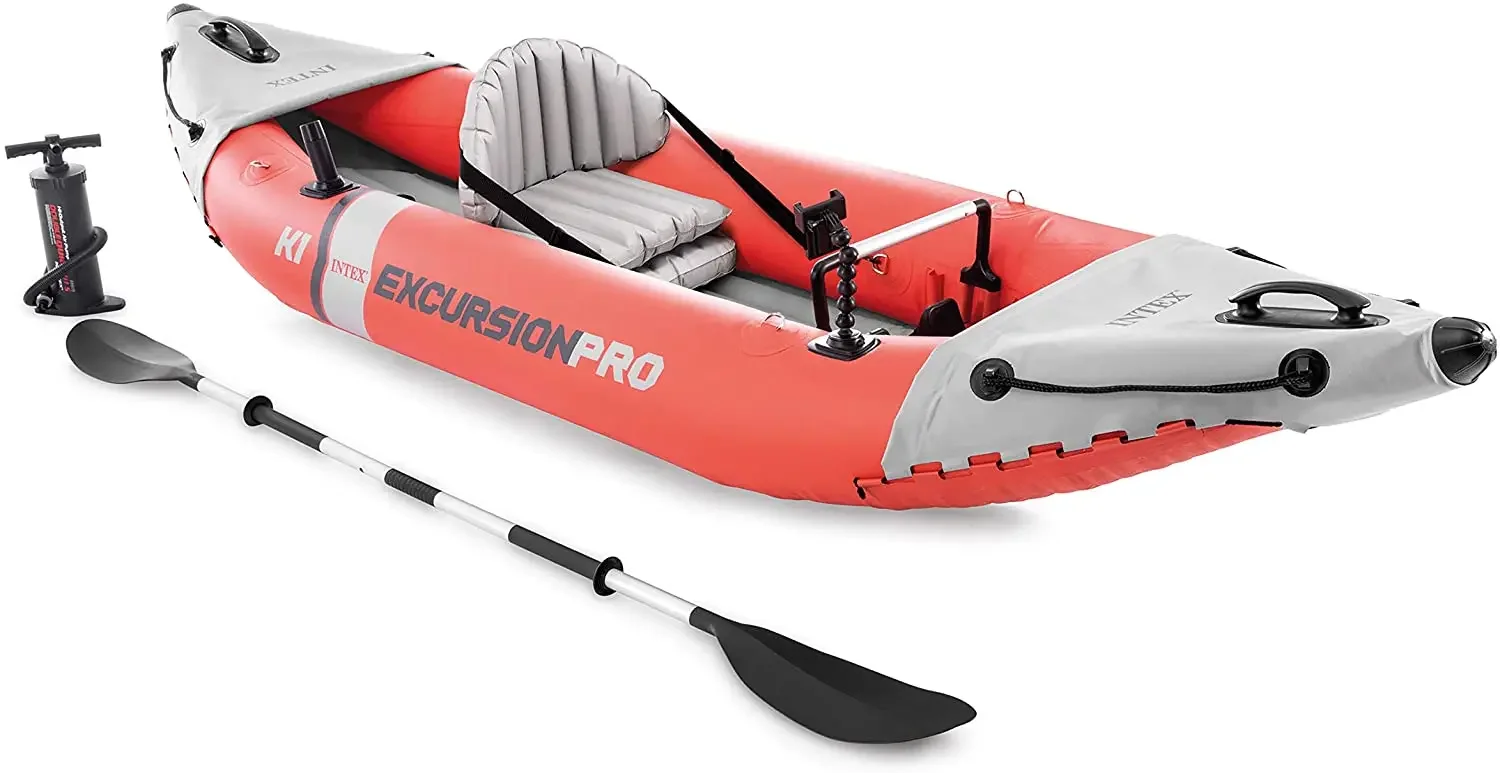 Wholesales INTEX 68303 Excursion Pro K1 Outdoor Water Sports Inflatable fishing boat Single Kayak with Fishing rod holders