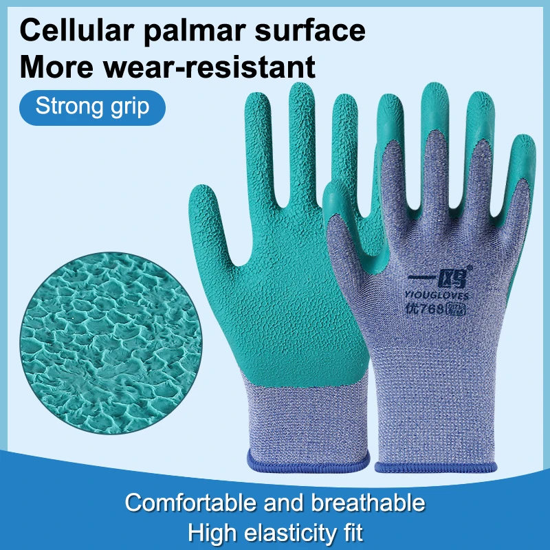 

1Pair Working Gloves Honeycomb Rubber Labor Protection Gloves Elastic Wear-resistant Construction Household Gloves