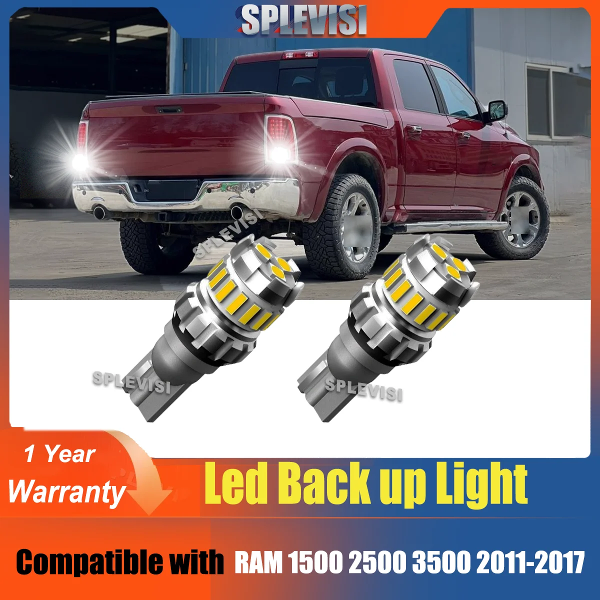 

2pcs T15 W16W Car Brakeup Reverse Light DC 12V 6000K Xenon White For RAM 1500 2500 3500 2011 2012 2013 2014 2015 2016 2017