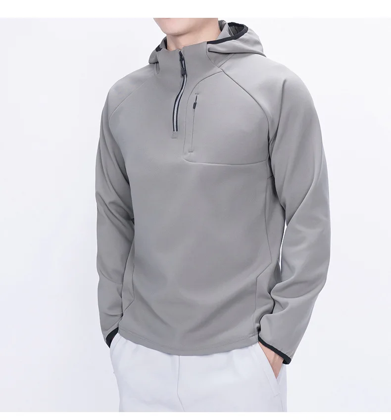 High End Outdoor Sports Hoodie Luxury Brand Alternative Customizable   Mens Half Zip Long Sleeve Top for Spring Autumn