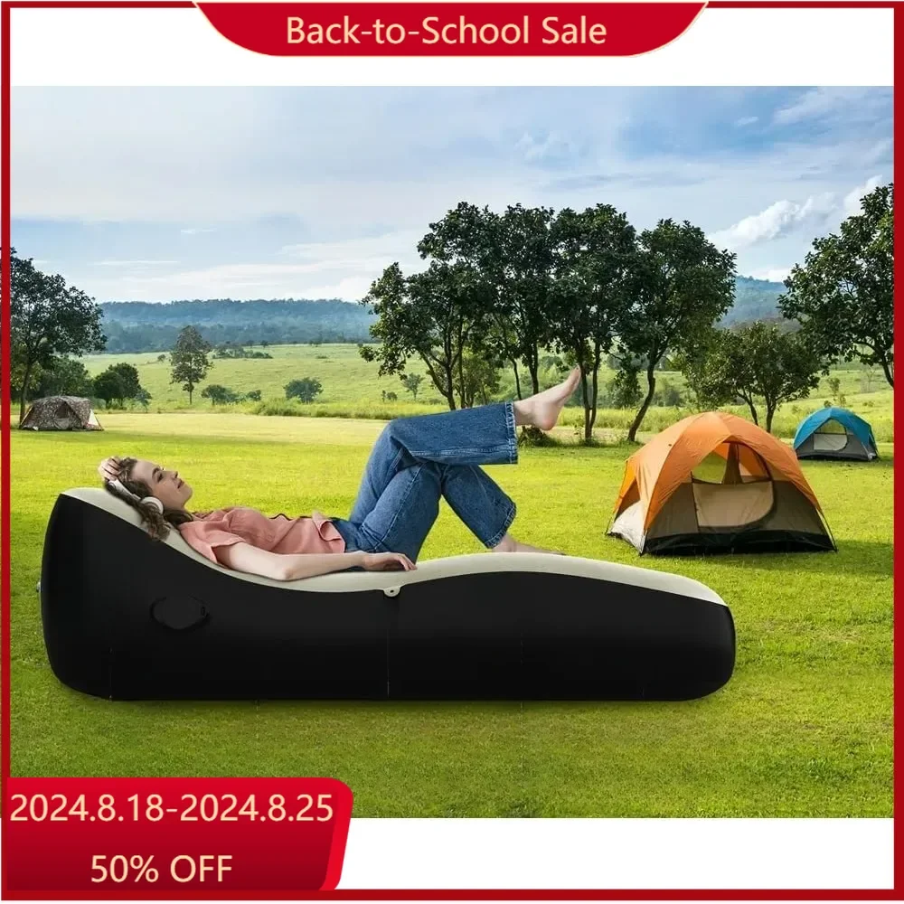 

Inflatable Sofa, Portable Auto Inflatable Couch Air Sofa Bed Lazy Lounger Chair Cozy Sleeping Camping Sofa Bed