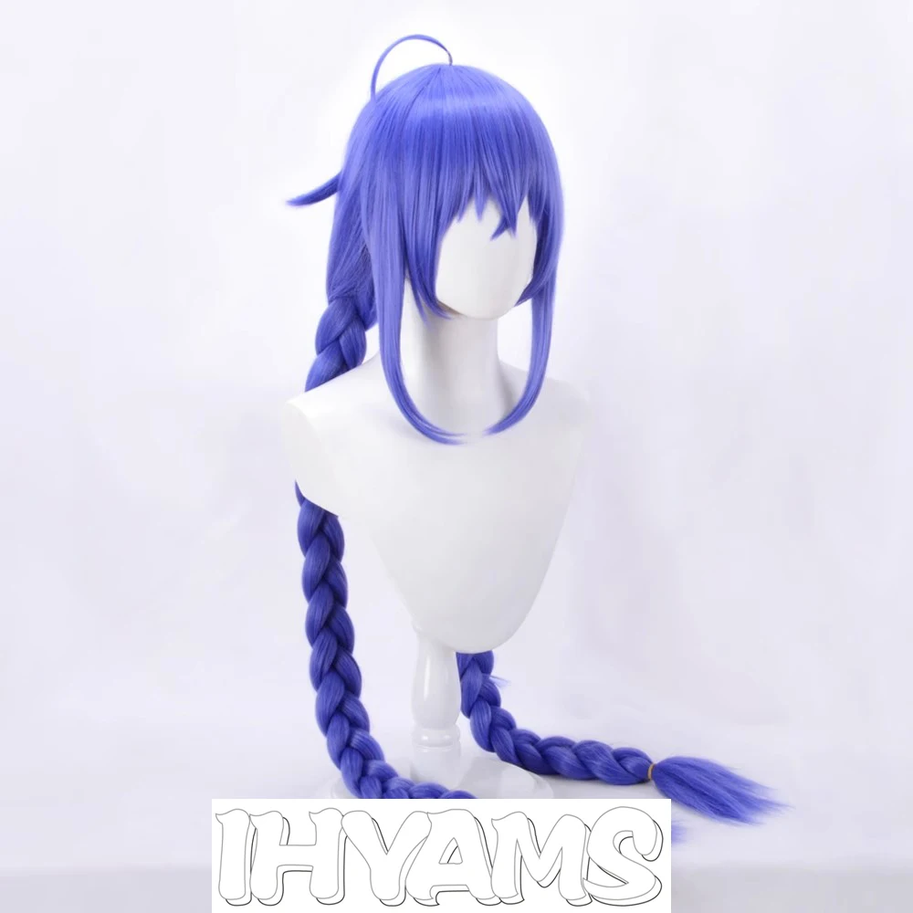 110 cm blauw paars gemengde lange dubbele vlechten Roxy pruiken hoge temperatuur vezel synthetisch haar cosplay pruiken