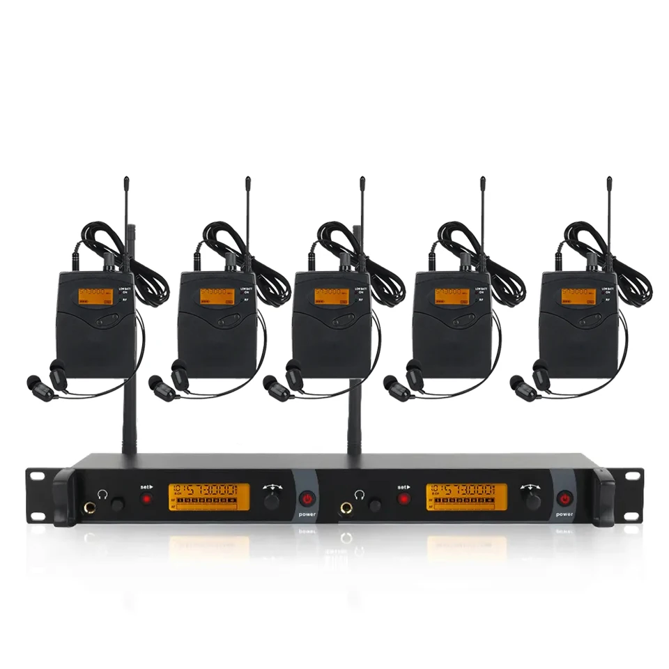 

Hot Selling Wireless In-Ear Monitor Headphones System with 5 Bodypacks Plastic Microphone Headset for Stage Singers